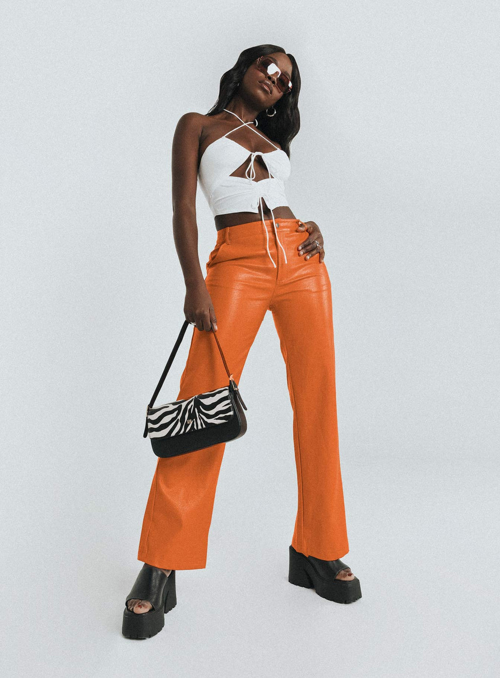 Ashlea PU Pants Orange