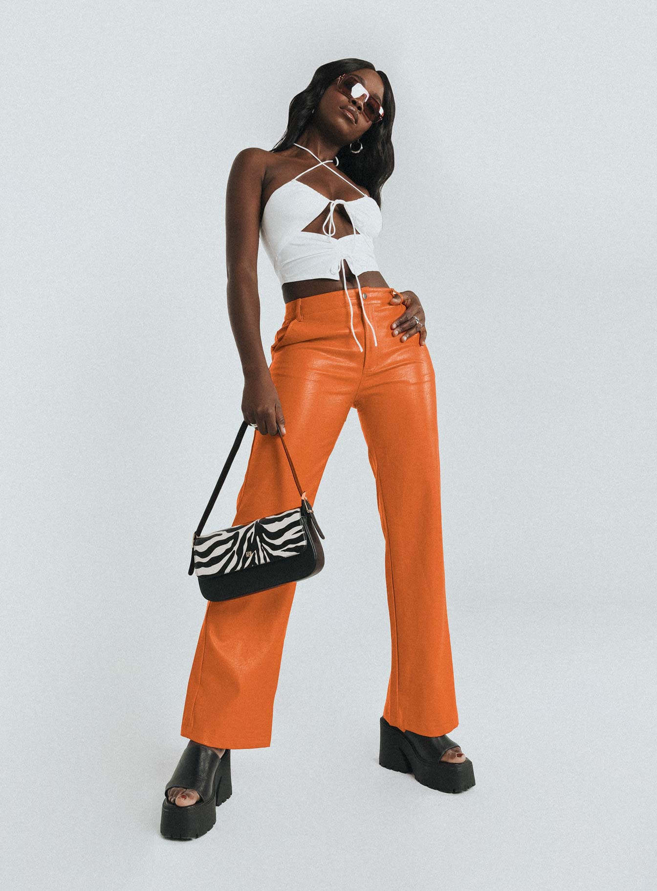 Ashlea PU Pants Orange