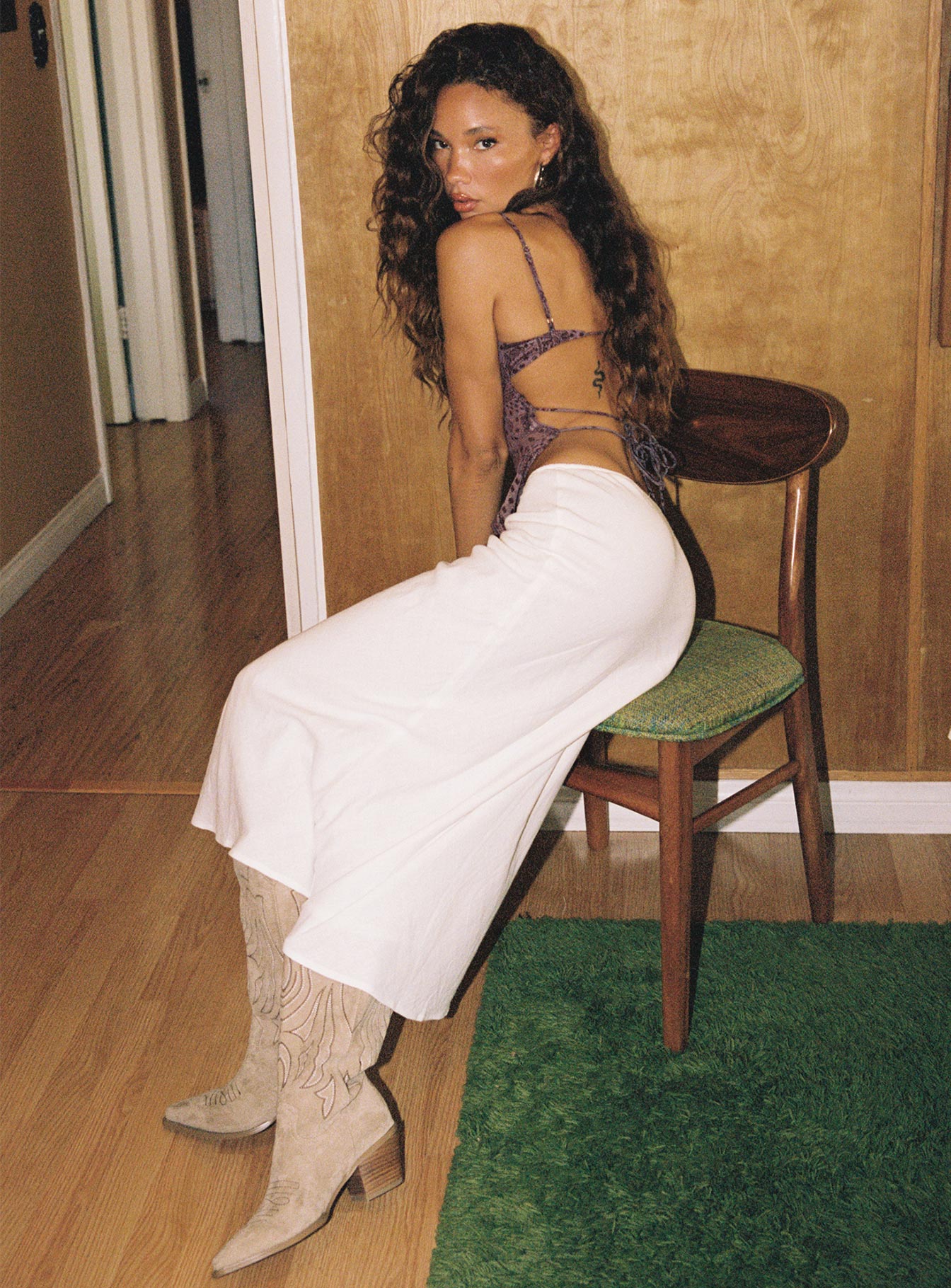 Ermias Linen Blend Midi Skirt White