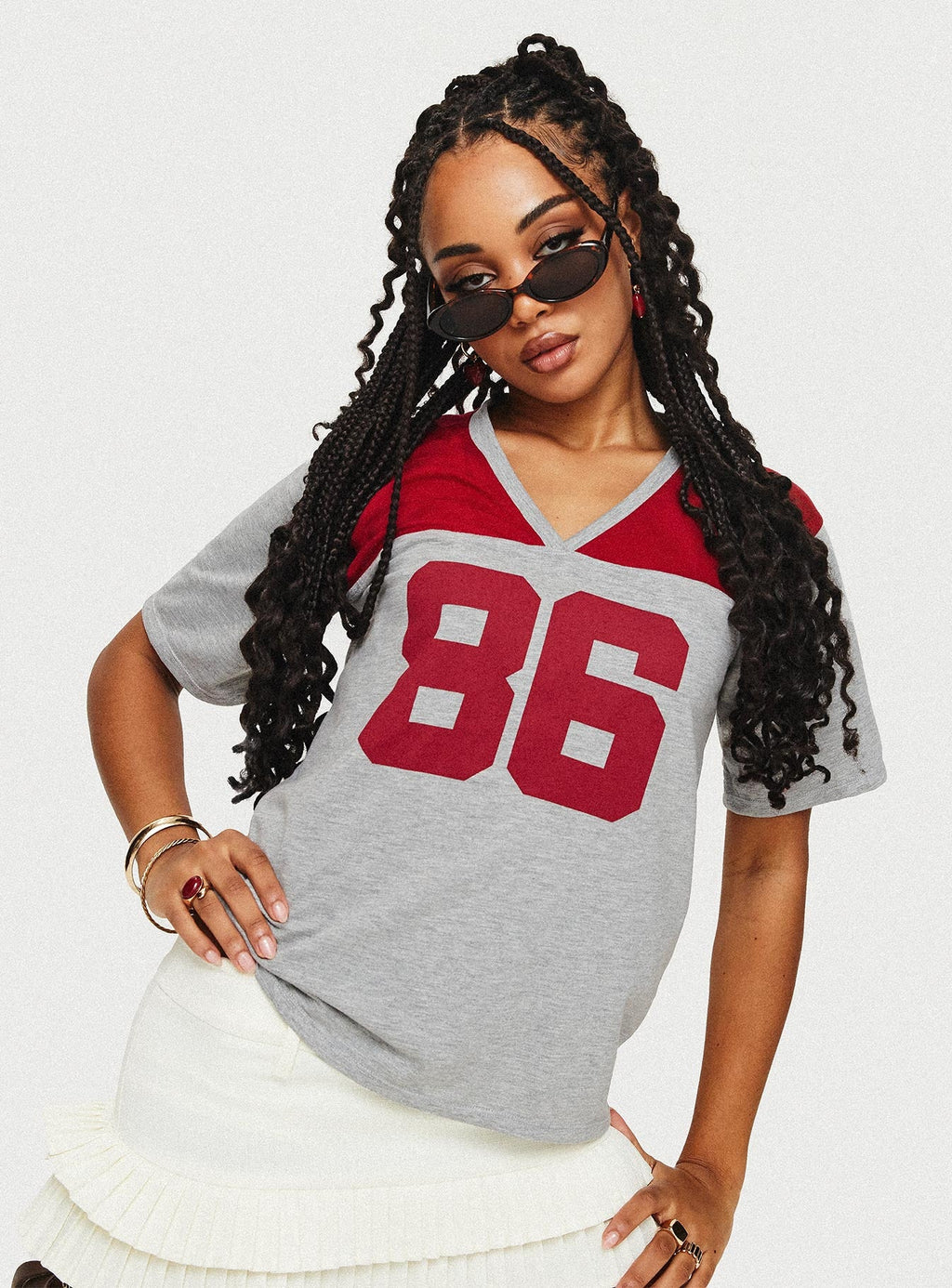 Balap Top Grey Marle / Red