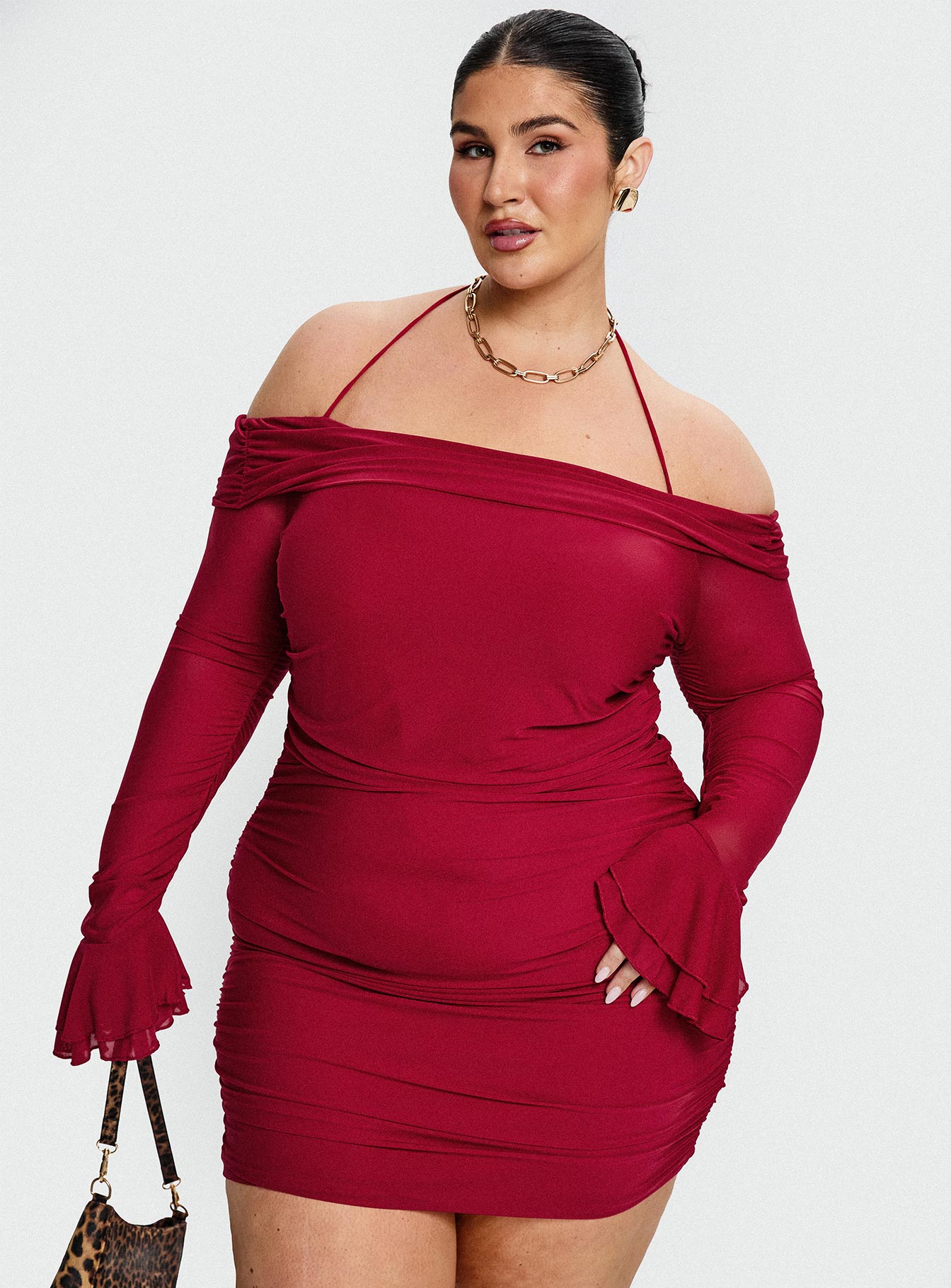 Taylon Off The Shoulder Mini Dress Red Curve