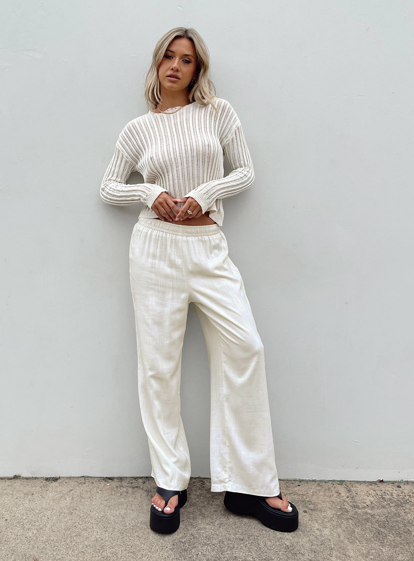 Louis Linen Blend Pants Off White