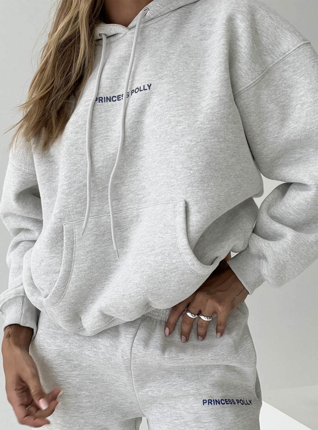 Princess Polly Hooded Sweatshirt Bubble Text Grey Marle / Slate