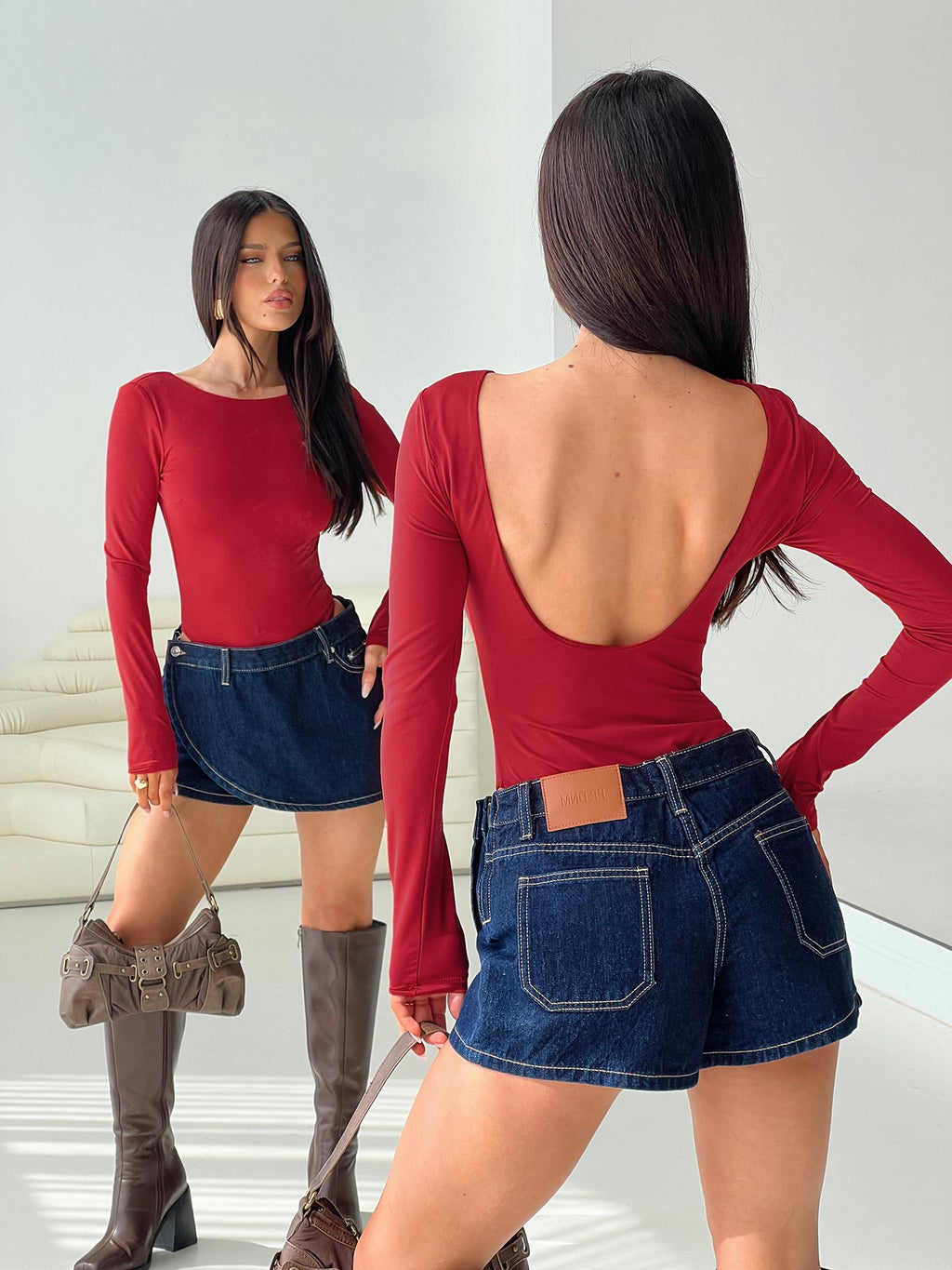 Beresford Long Sleeve Bodysuit Wine