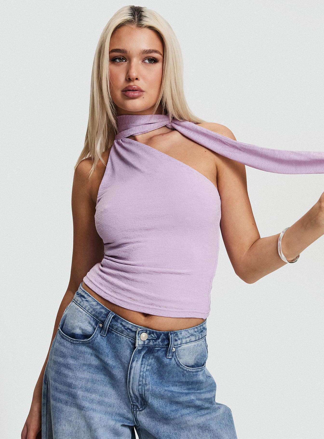 Anderstone Neck Tie Top Purple