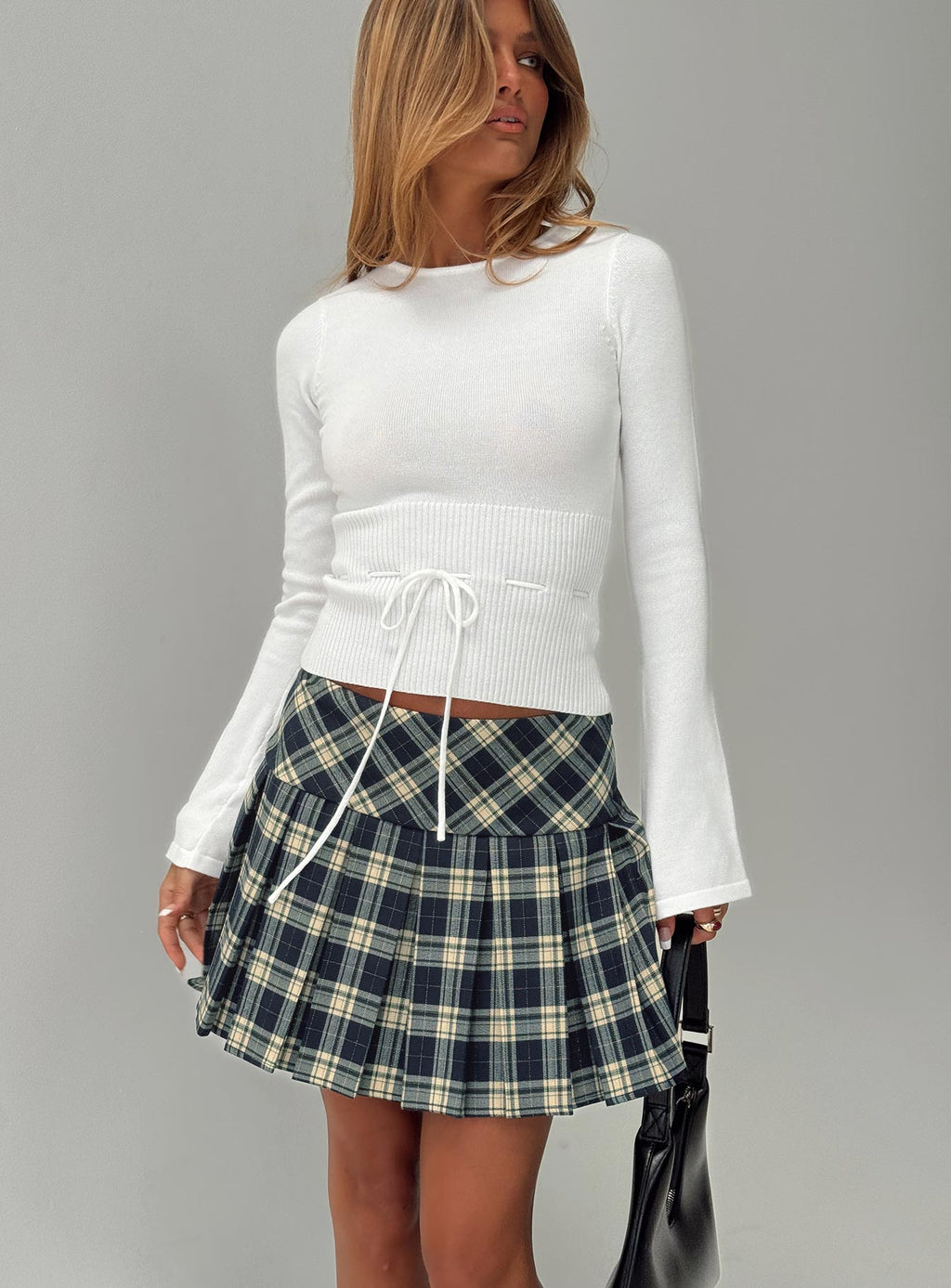 Craving Long Sleeve Tie Detail Top Ivory