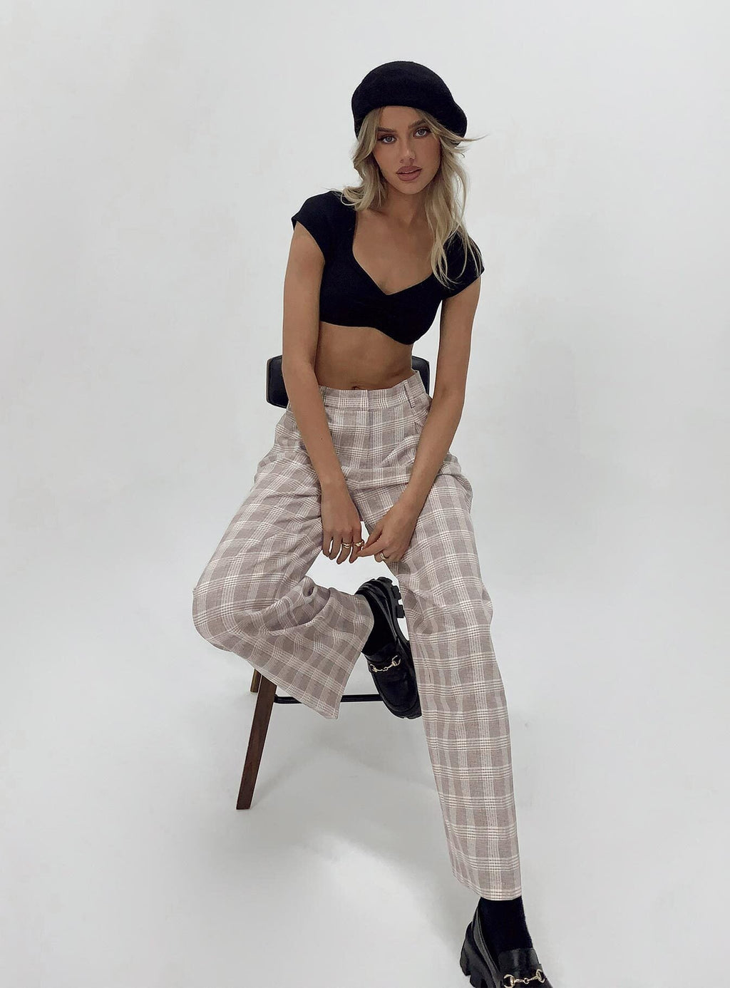 Mulholland Pants Beige Plaid