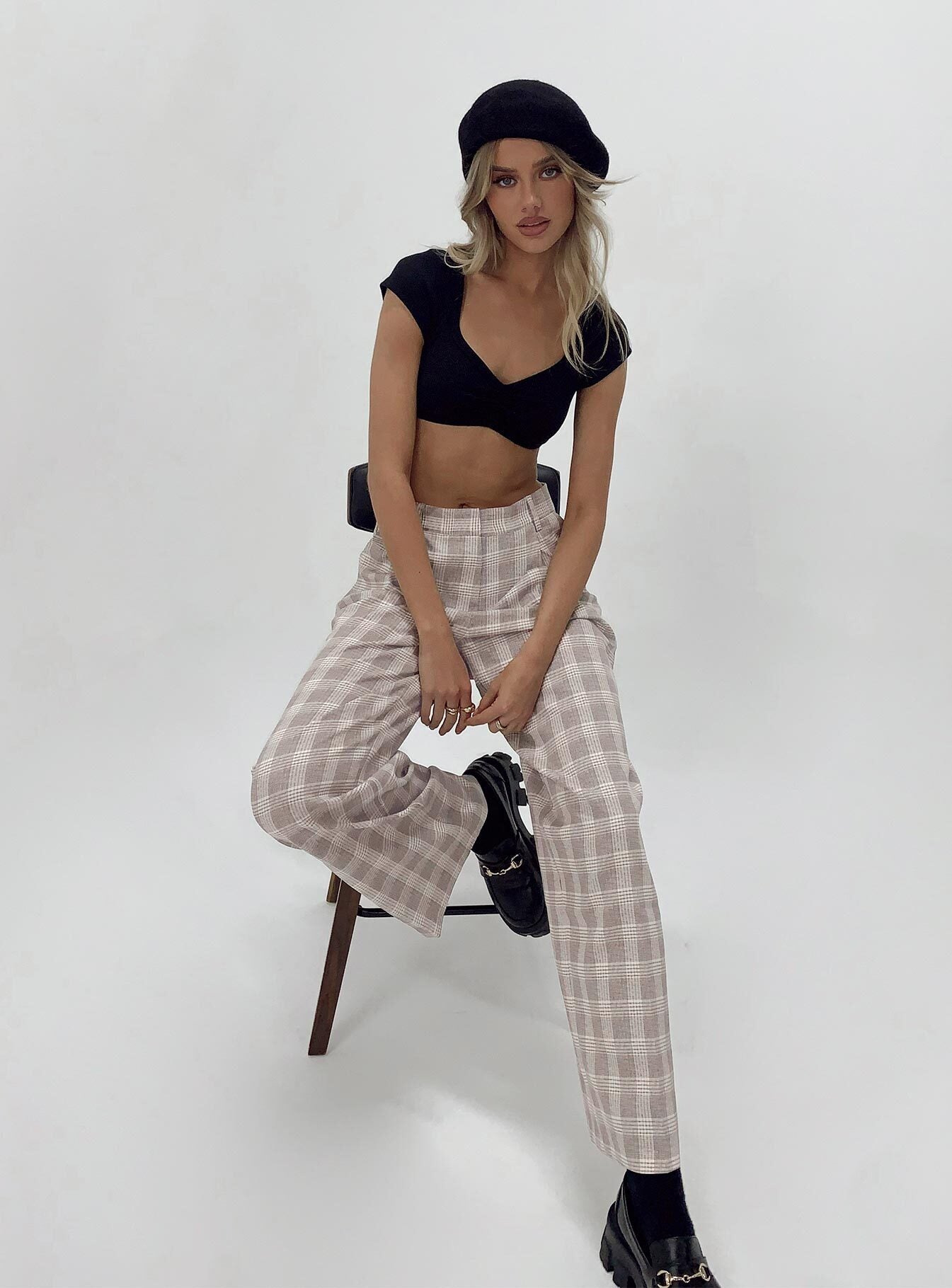 Mulholland Pants Beige Plaid