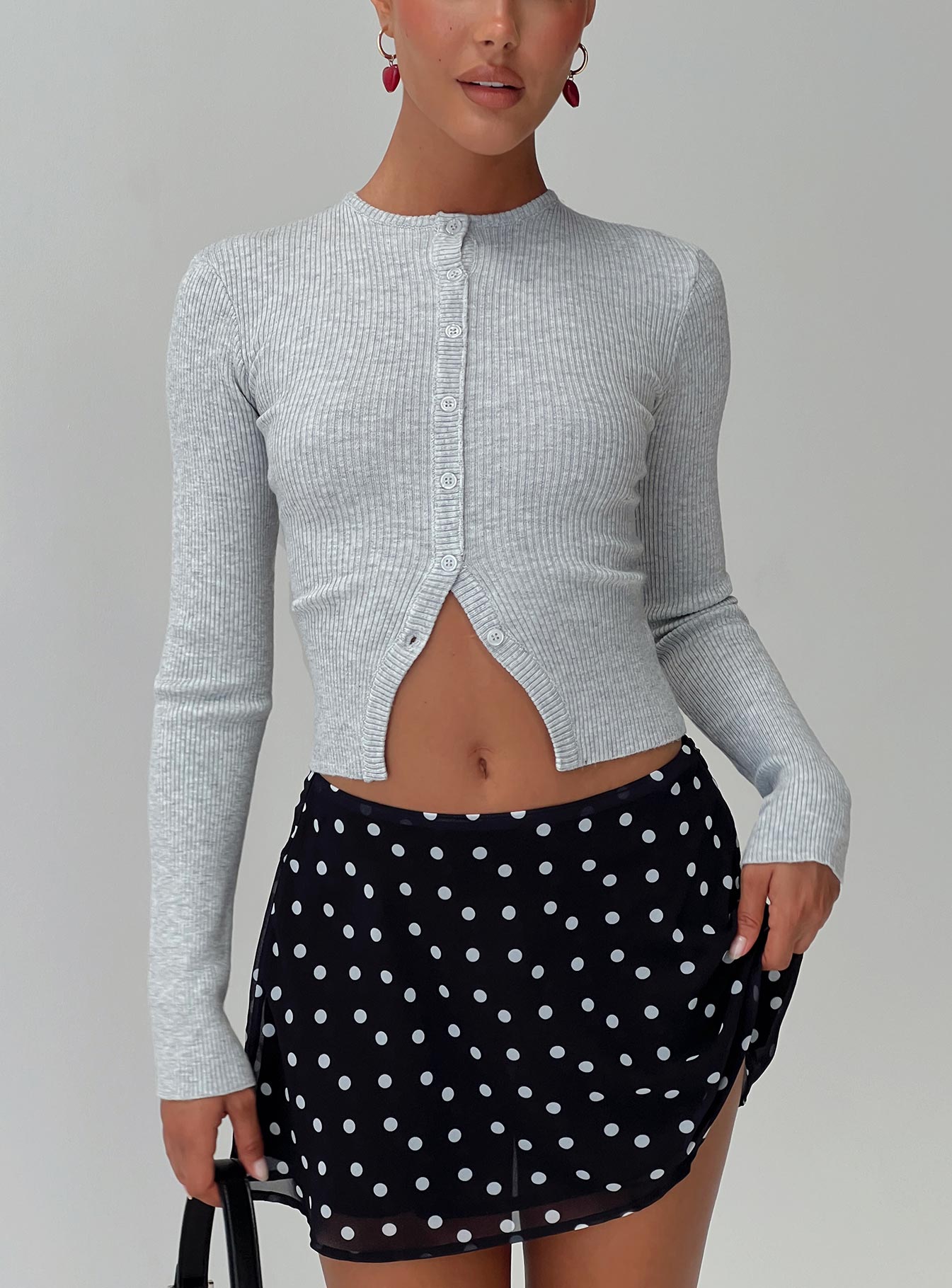 Suzu Long Sleeve Knit Top Grey