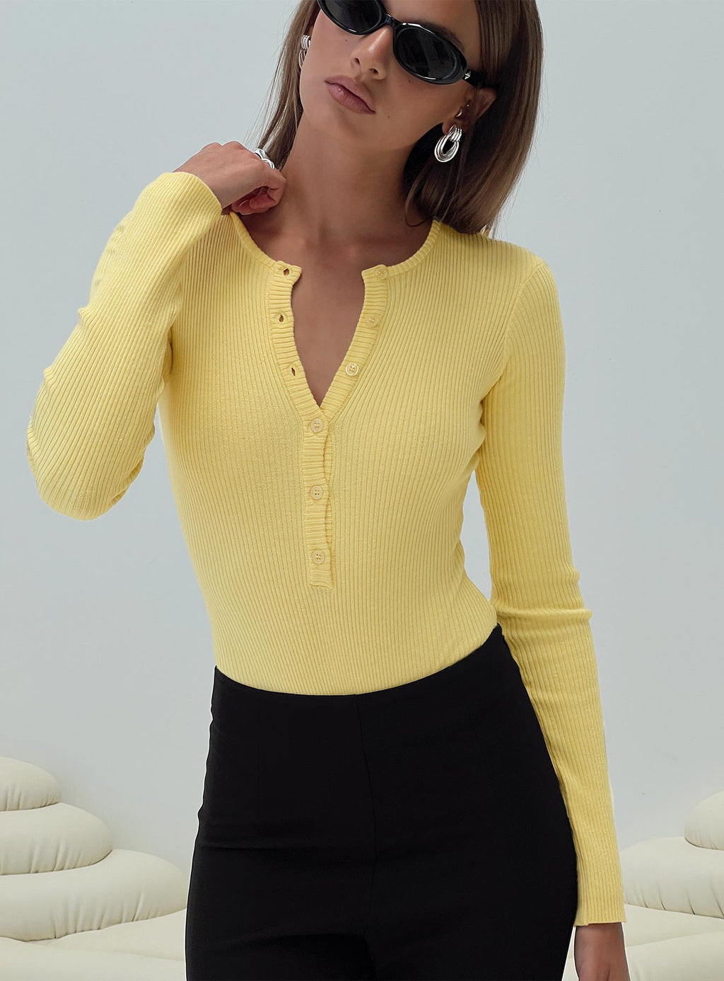 Kerra Long Sleeve Bodysuit Lemon