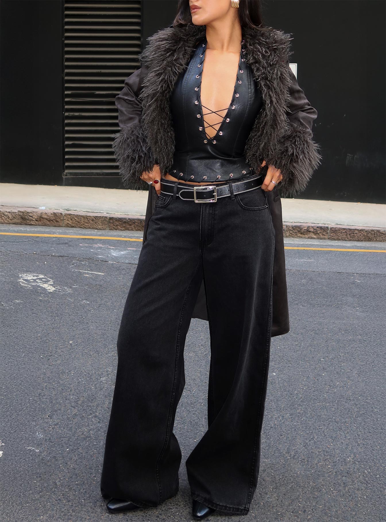 Ramos Low Rise Denim Jeans Washed Black