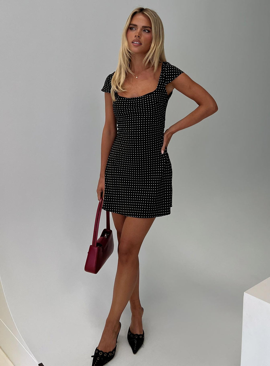 Lucienna Polka Dot Mini Dress Black / White