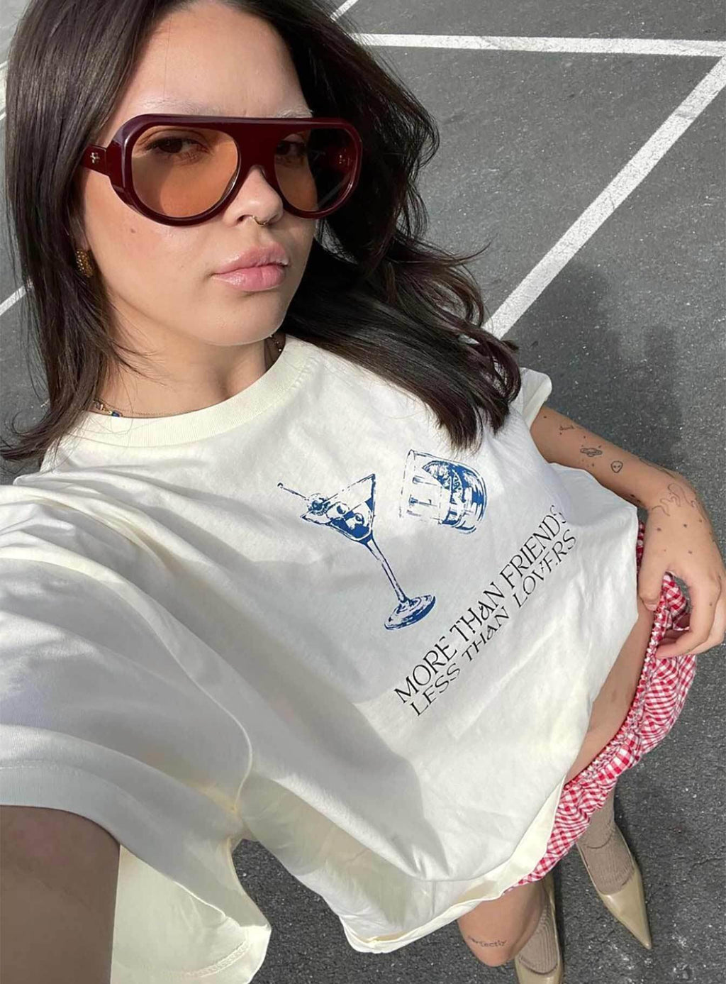 More Than Friends Oversized Tee Off White