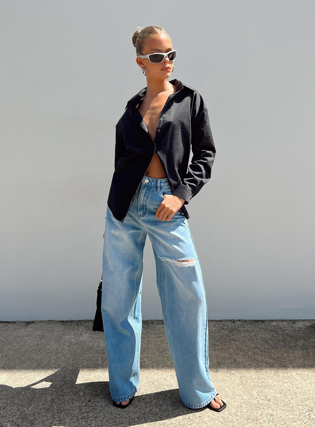 Beale Wide Leg Jeans Mid Wash Denim