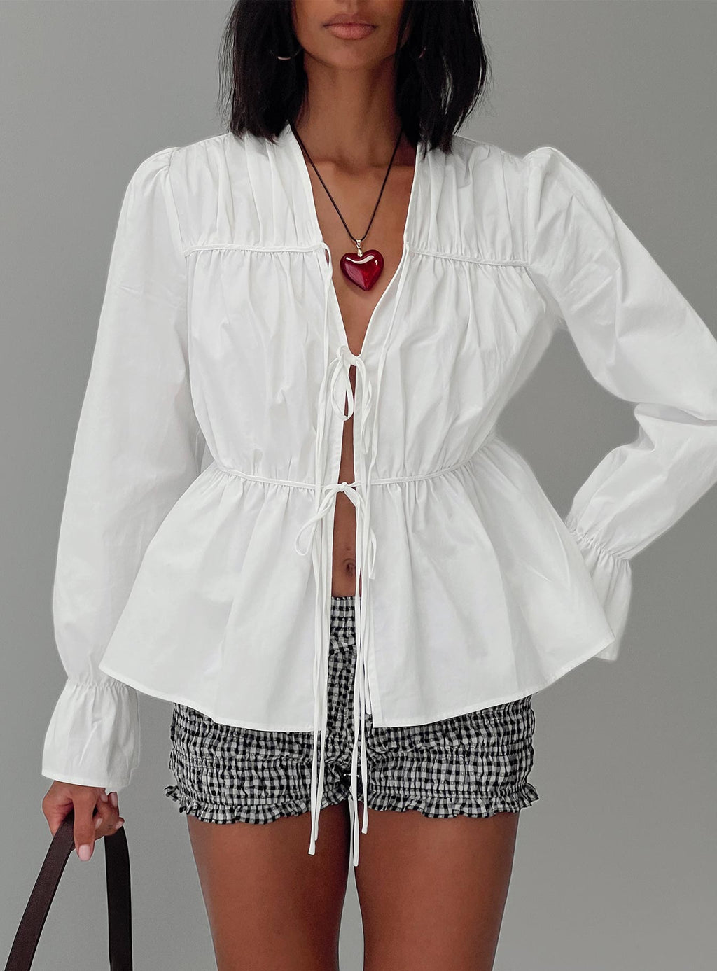 Scarlotte Bow Tie Top White