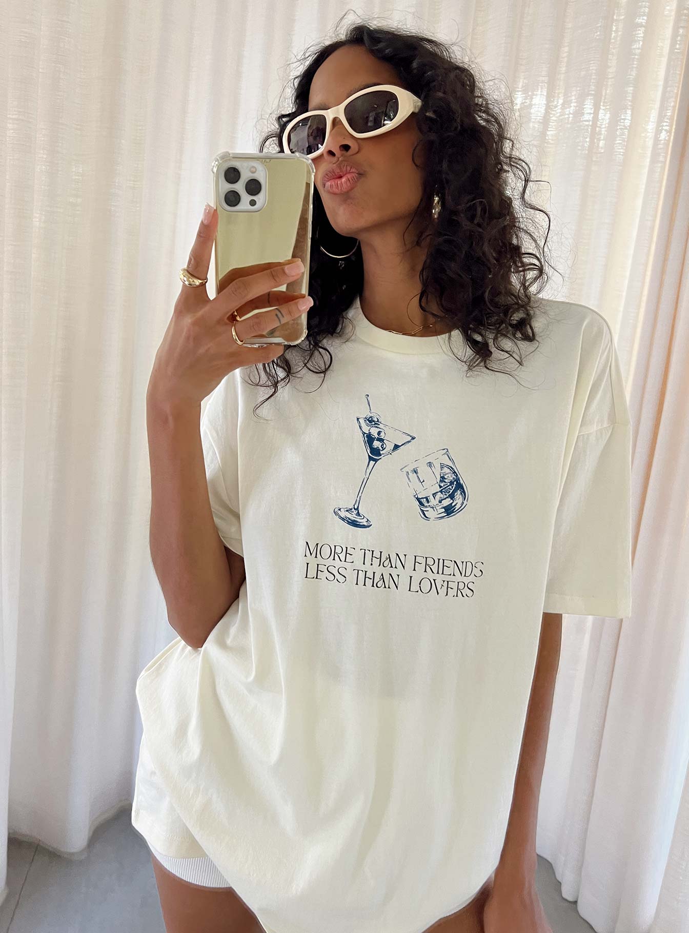 More Than Friends Oversized Tee Off White
