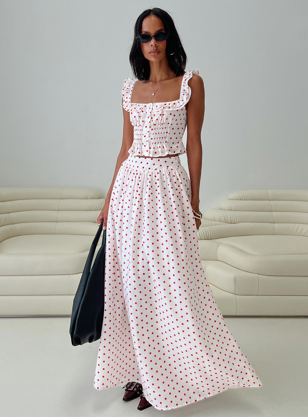 Valerio Maxi Skirt White / Red