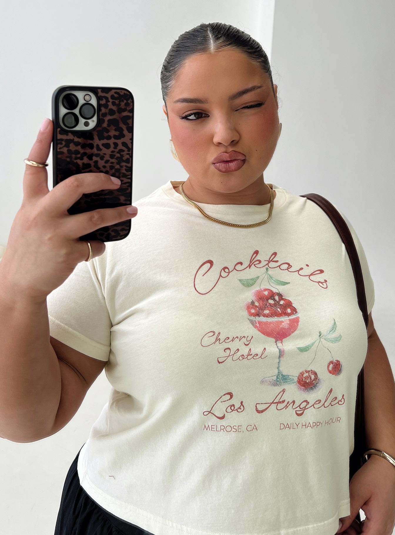 Cherry Cocktails Tee Cream Curve