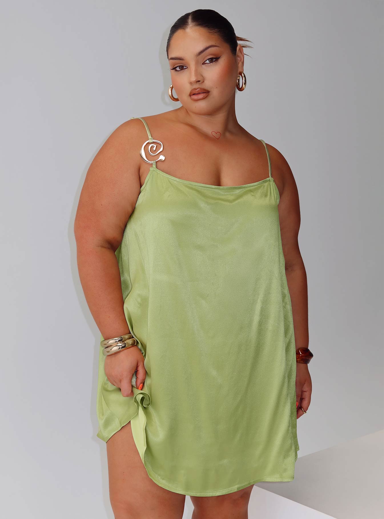 Apple Cider Mini Dress Green Curve