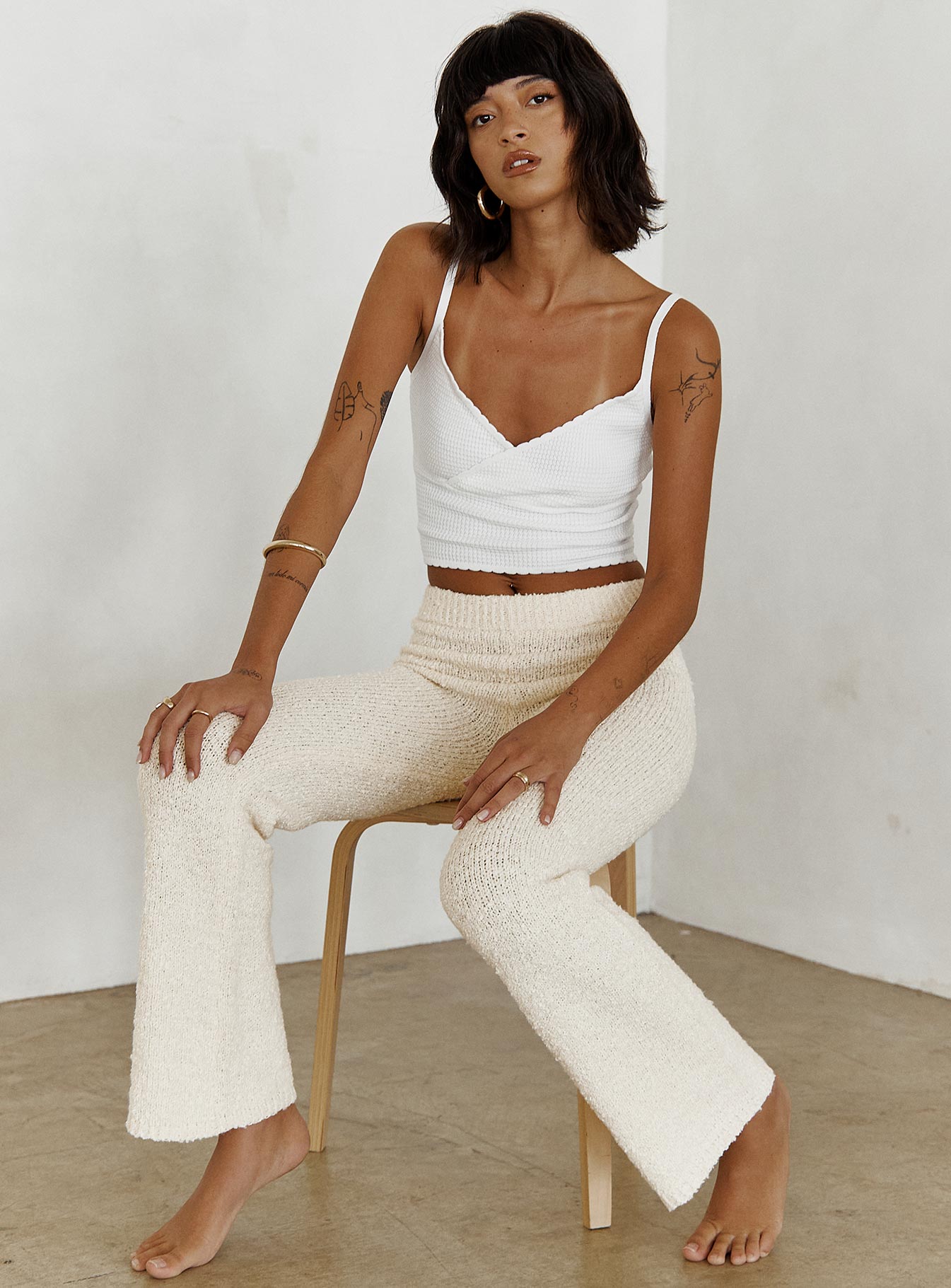 Night In Boucle Pants Cream
