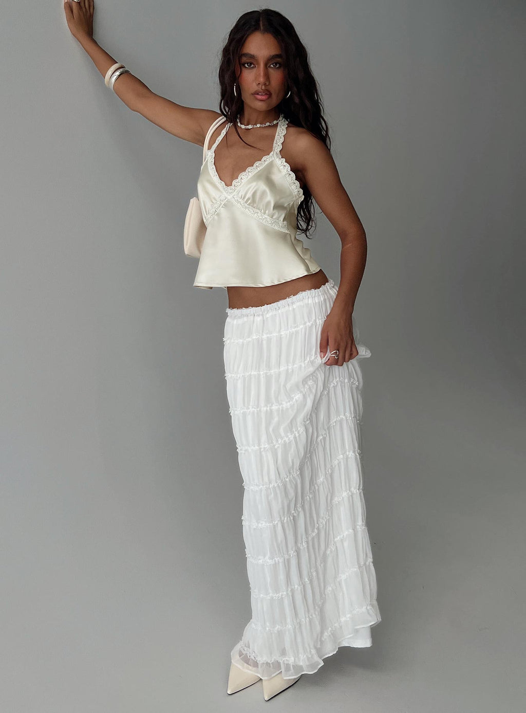Estefania Maxi Skirt White