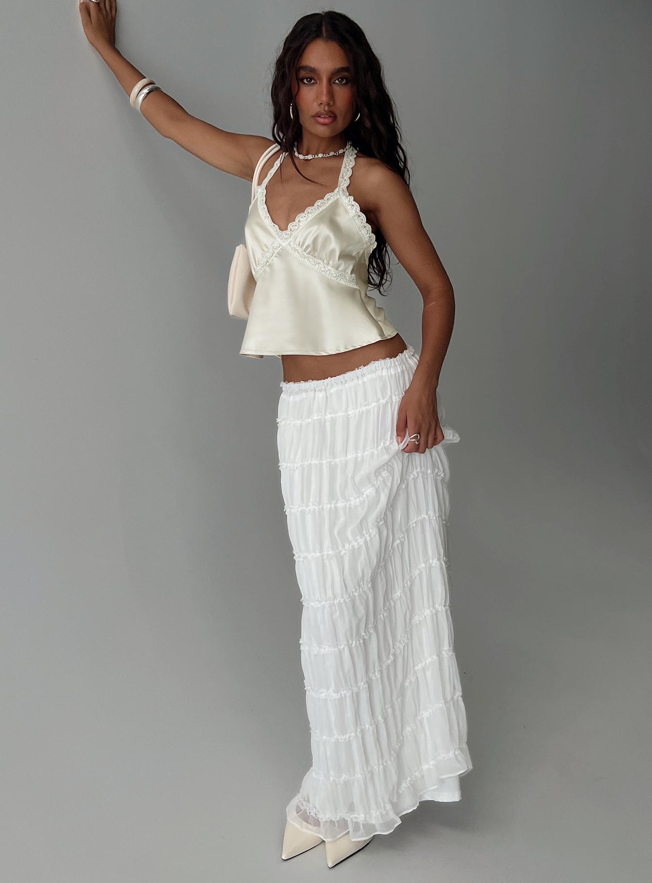 Estefania Maxi Skirt White