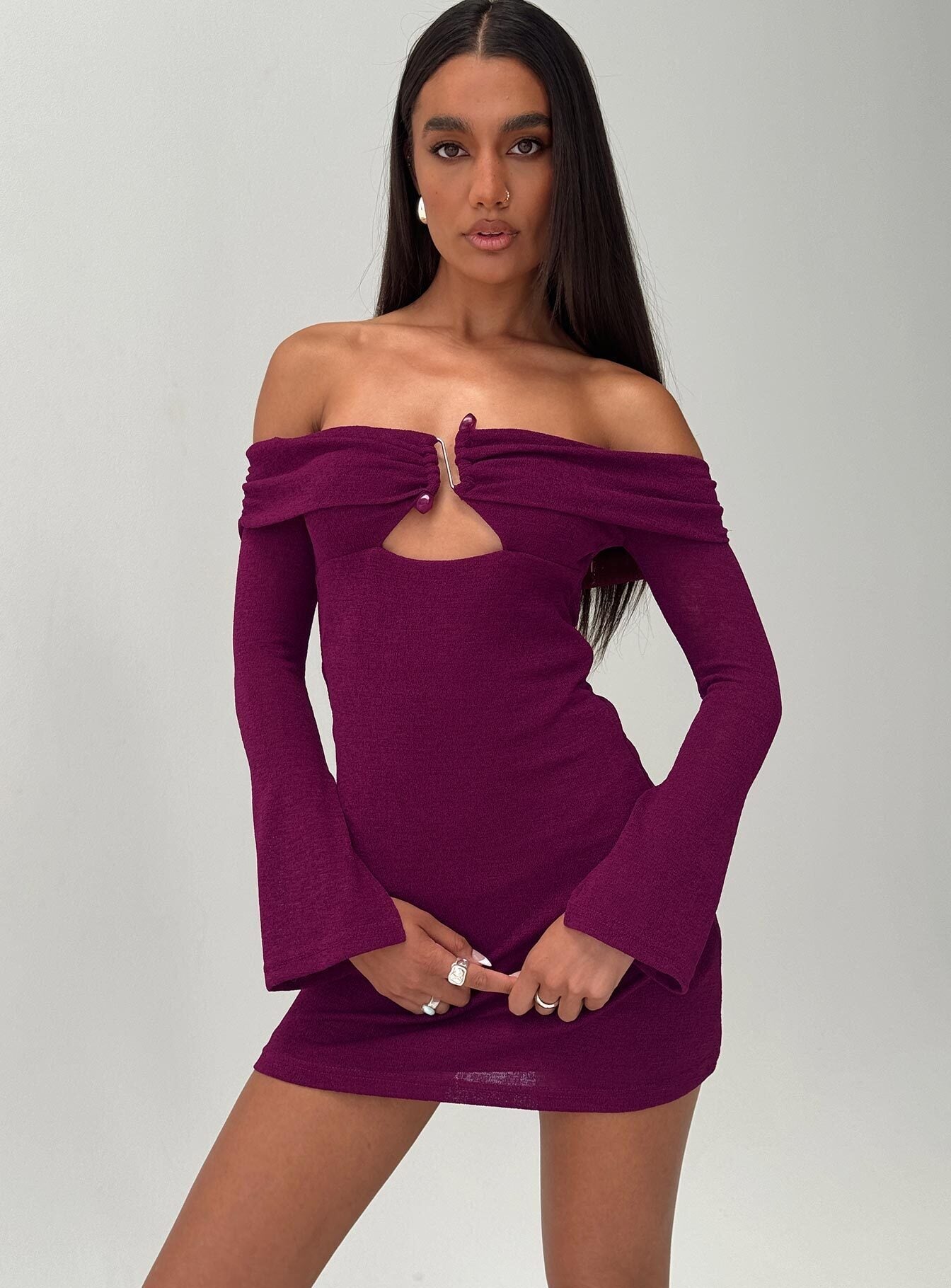 Firenza Long Sleeve Mini Dress Purple