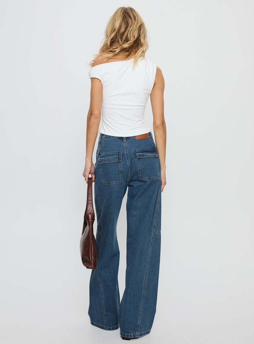 Bruiser Mid Rise Wide Leg Jeans Mid Blue Wash
