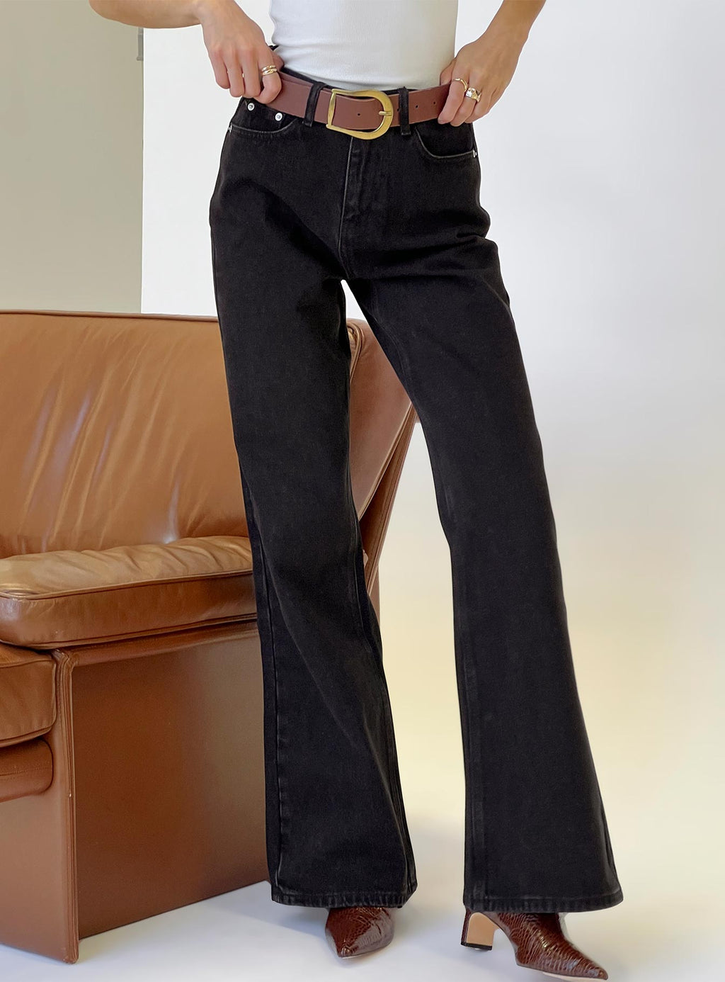 Maple Flare Jeans Washed Black