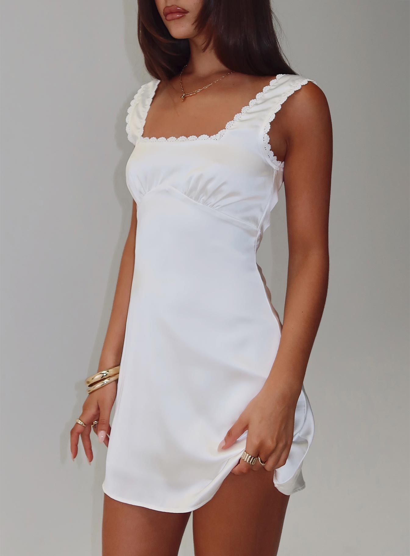 Dasha Satin Mini Dress White