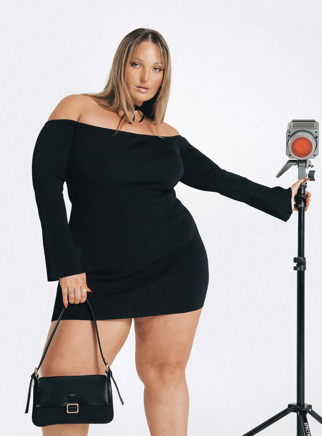 Parisa Long Sleeve Mini Dress Black Curve