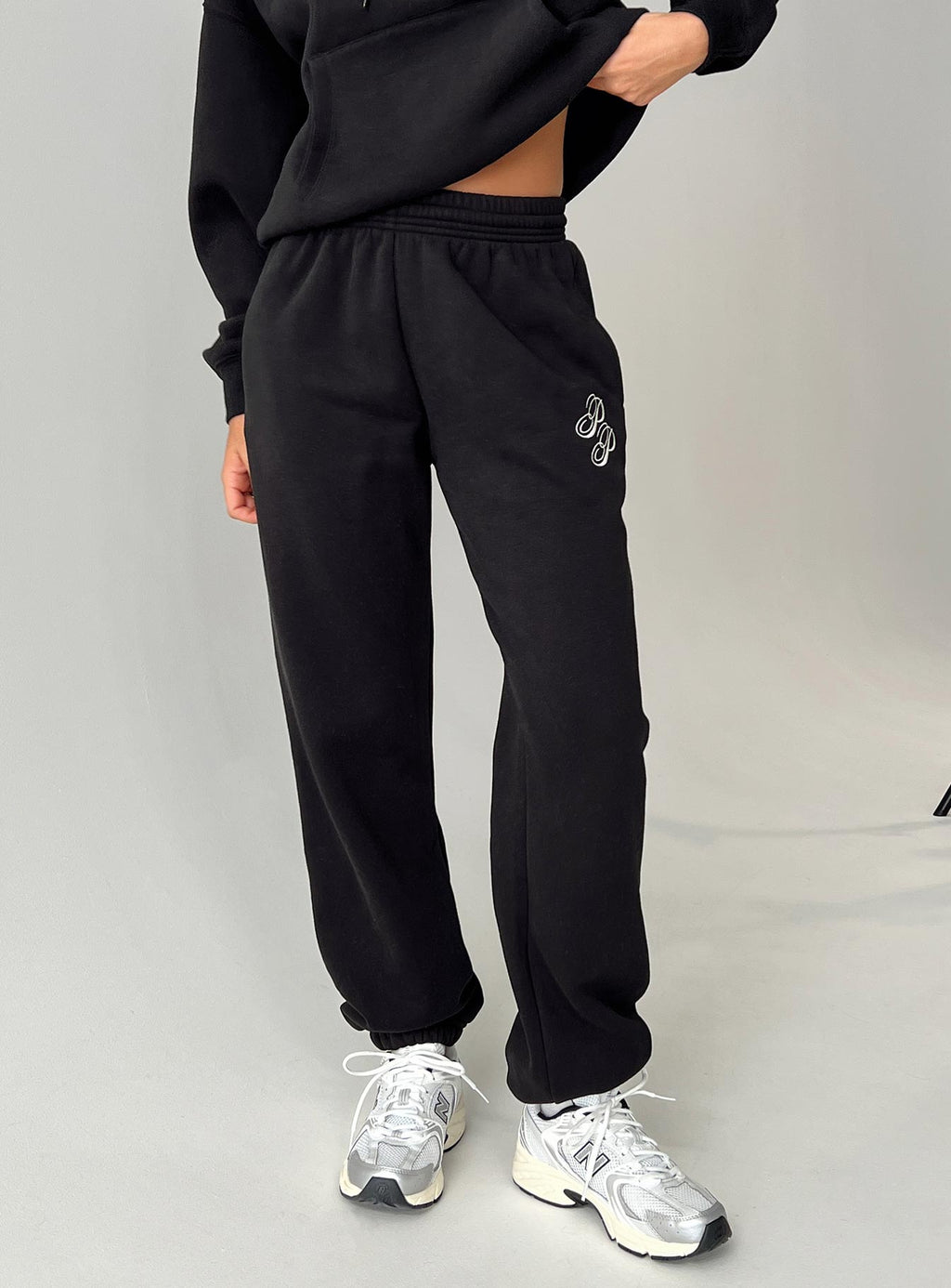 Princess Polly Track Pants Script Black / Ivory