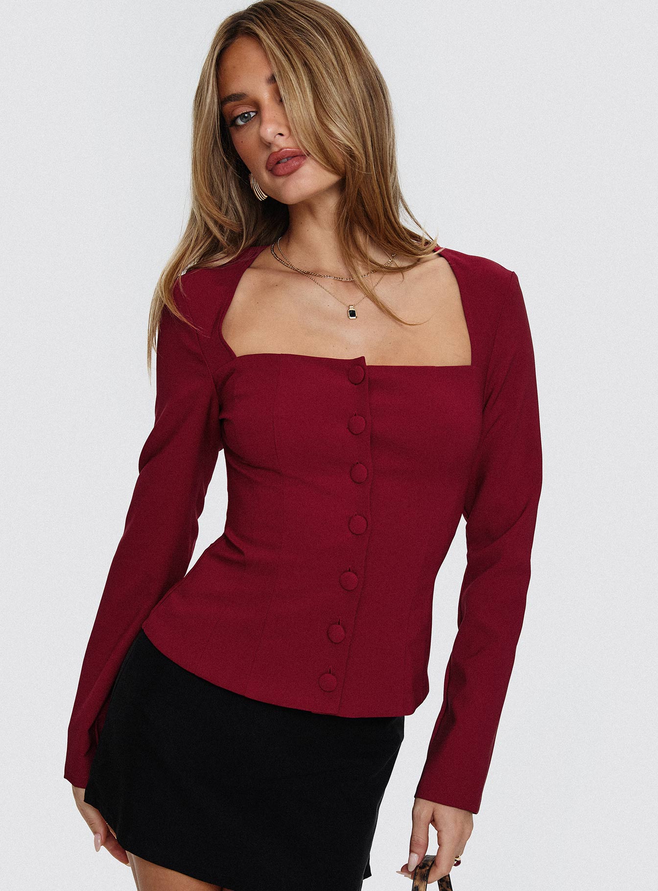 Gaskin Long Sleeve Top Burgundy