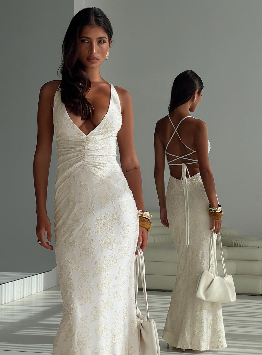 Starcrossed Halter Maxi Dress Cream