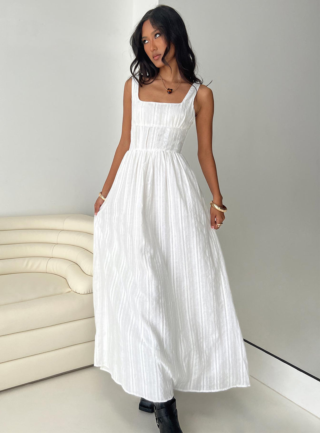 Lorinda Maxi Dress White Lower Impact