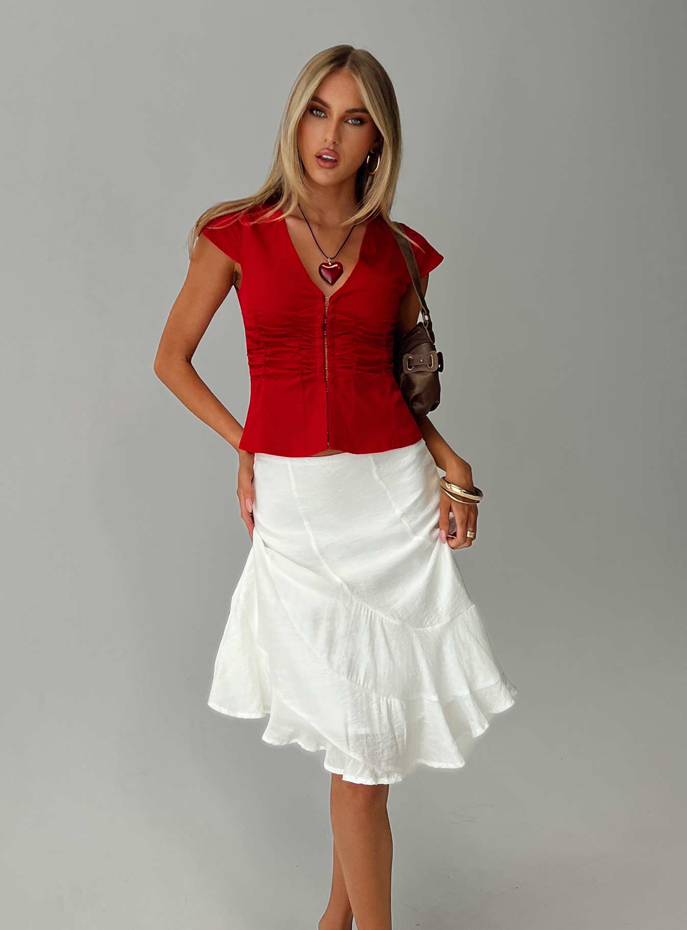 With Kindness Midi Skirt White