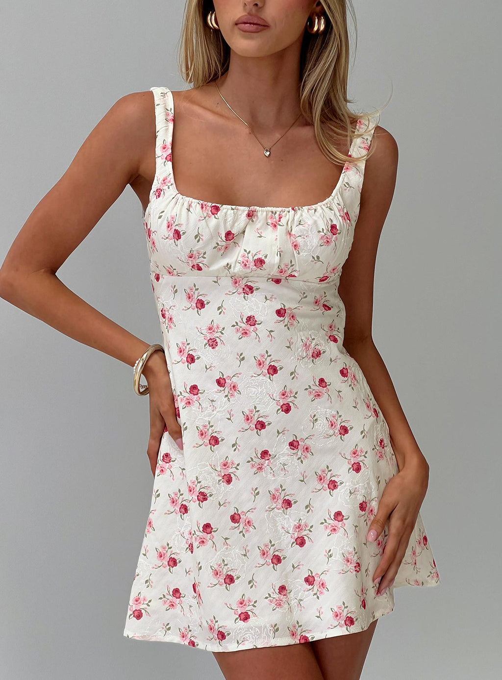 Lynsea Mini Dress Cream Floral