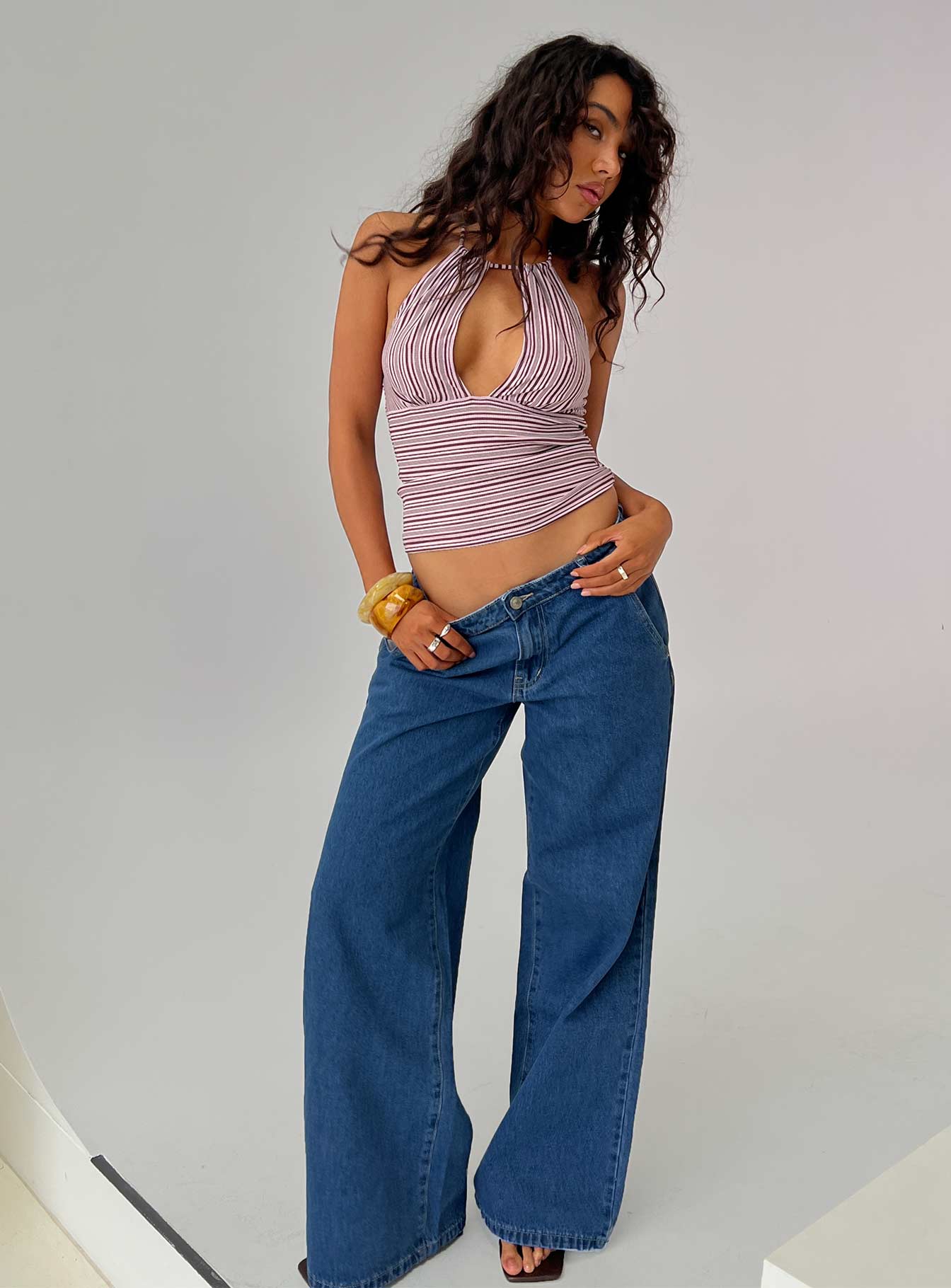 Polaris Mid Rise Straight Leg Jeans Mid Blue