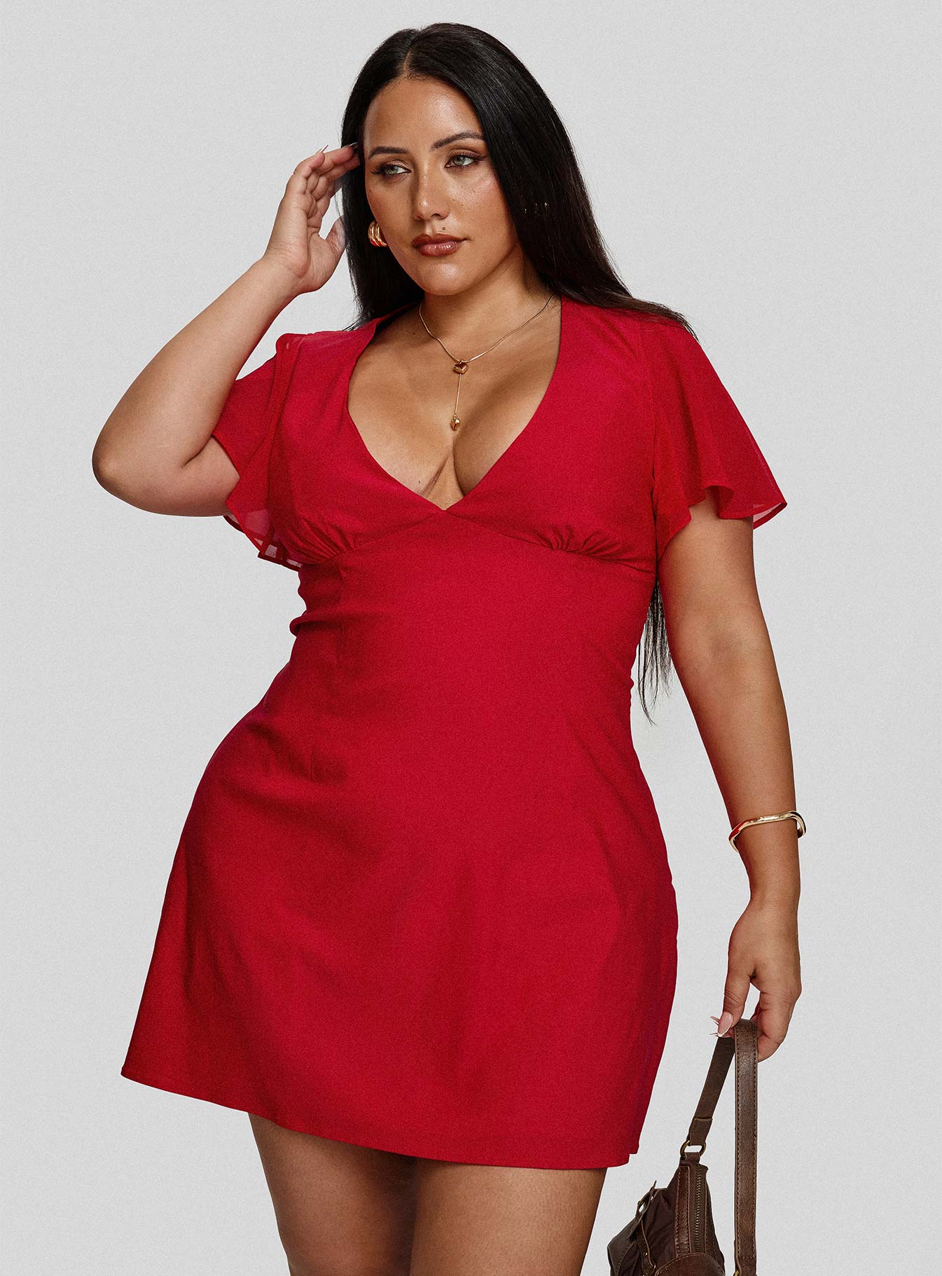 Florie Corset Mini Dress Red Curve