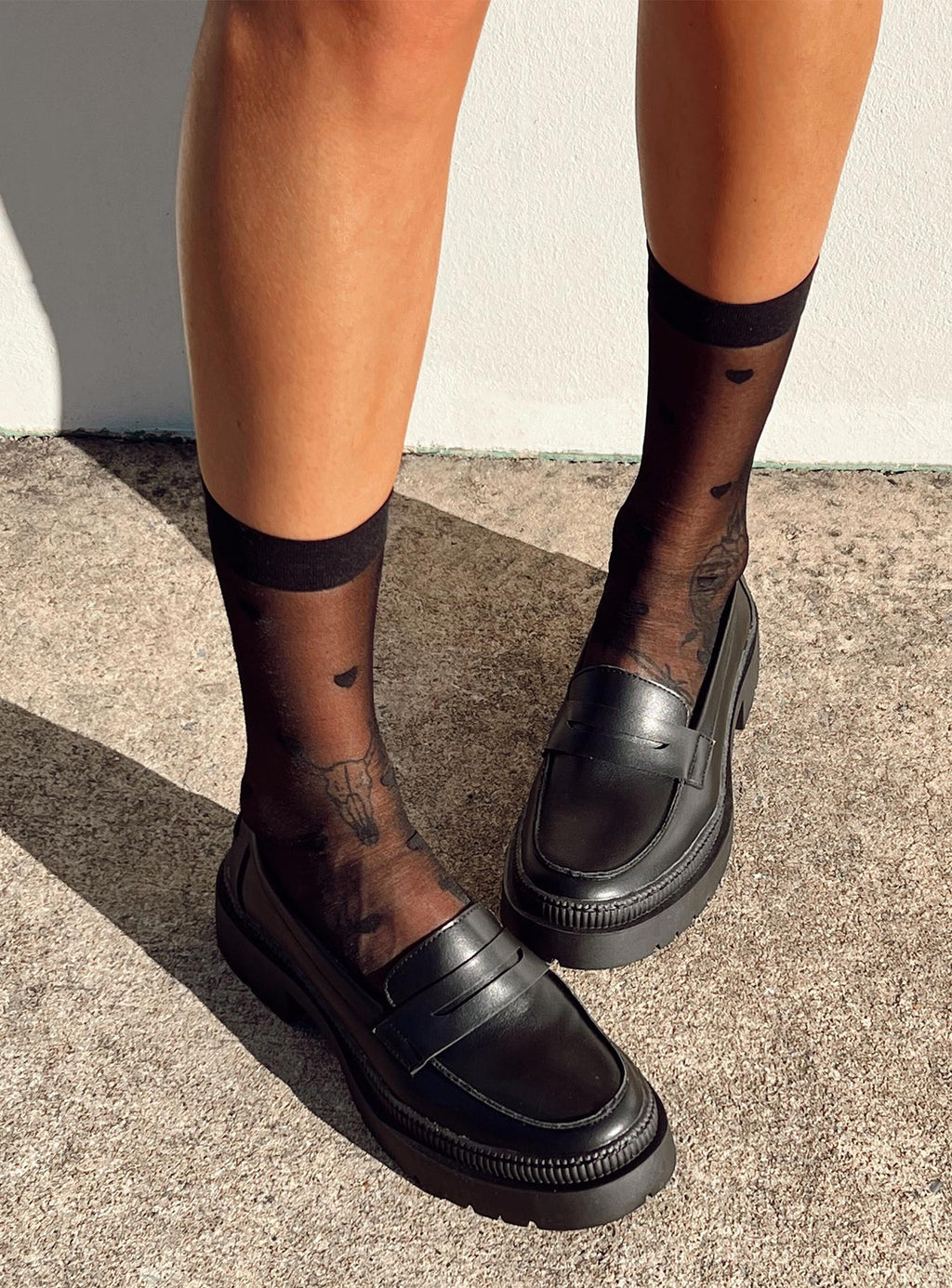 Cianno Heart Stocking Socks Black