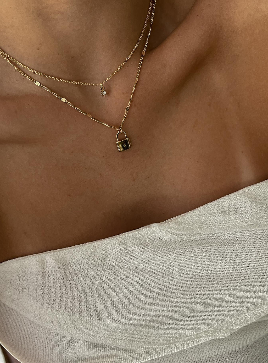 Santino Lock Necklace Pack Gold