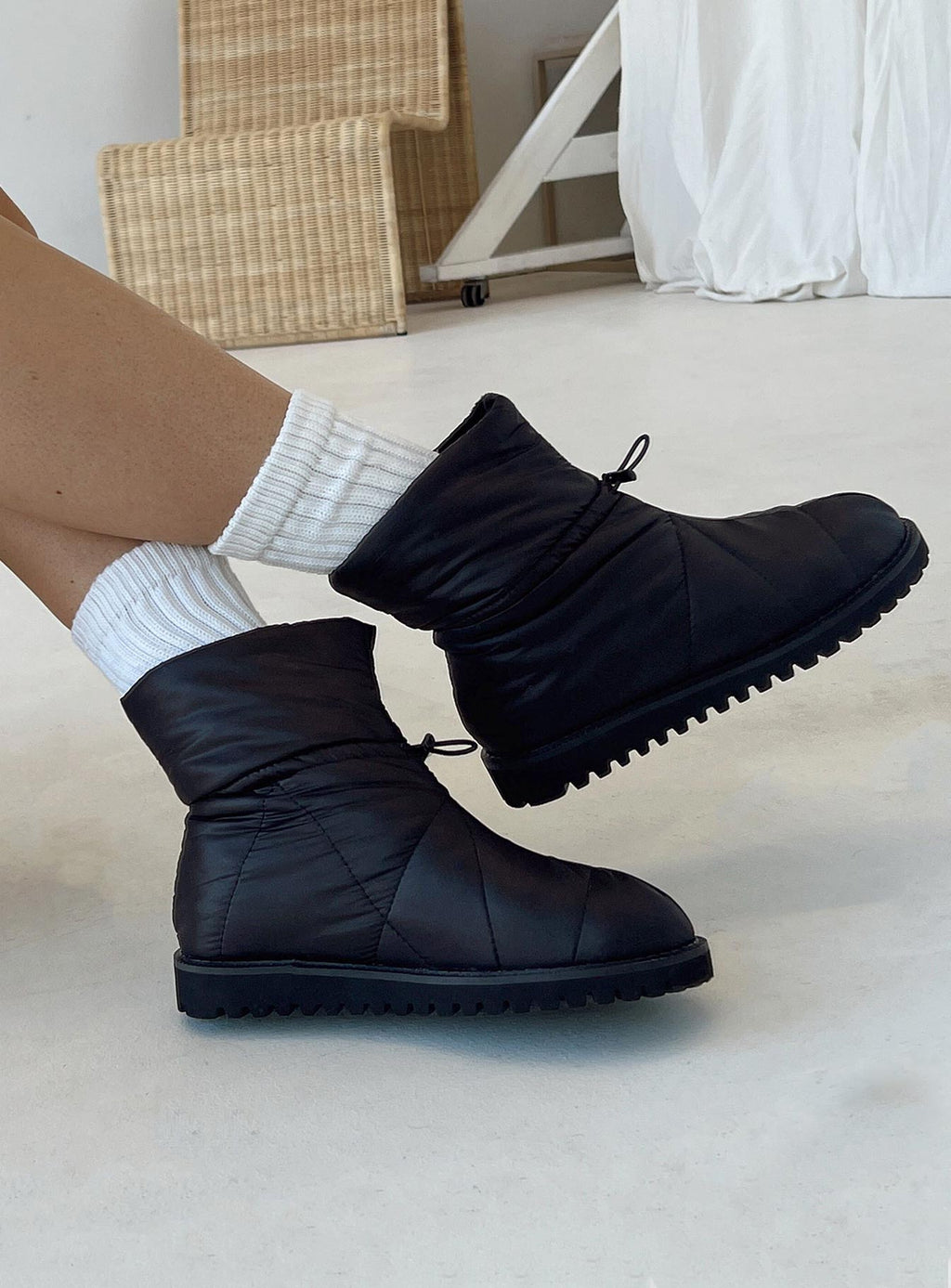 Higgins Quilted Ankle Boots Black
