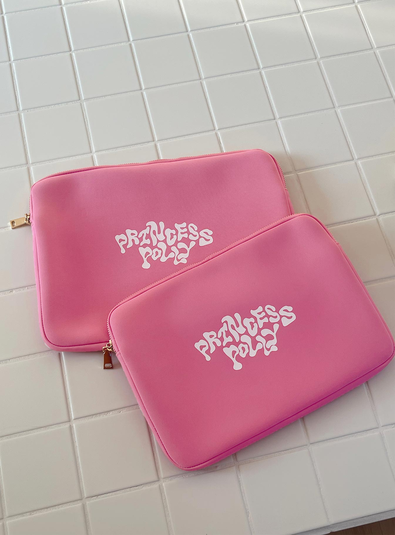 Princess Polly Laptop Case Squiggle Text Pink
