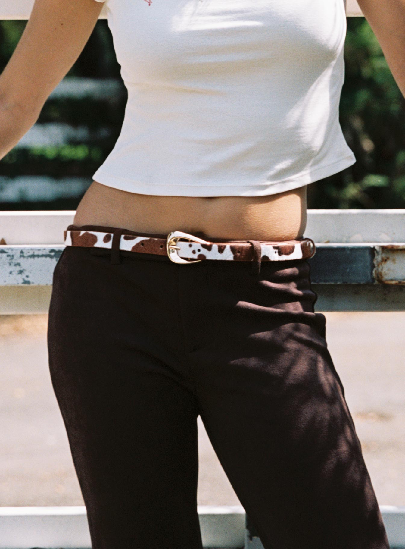 Wild Wild West Faux Suede Belt Cow / Gold