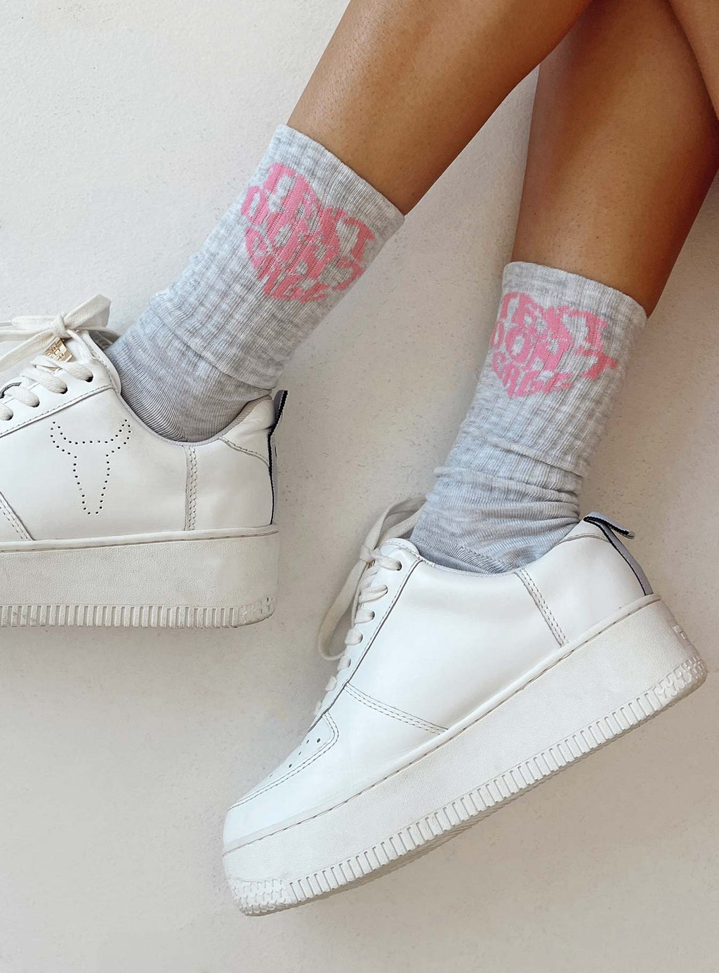 Text Don't Call Socks Grey / Pink