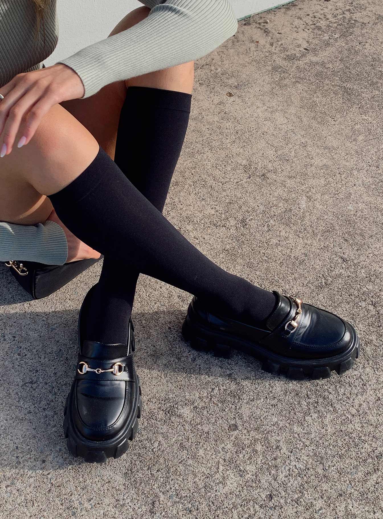Weaver Knee High Socks Black