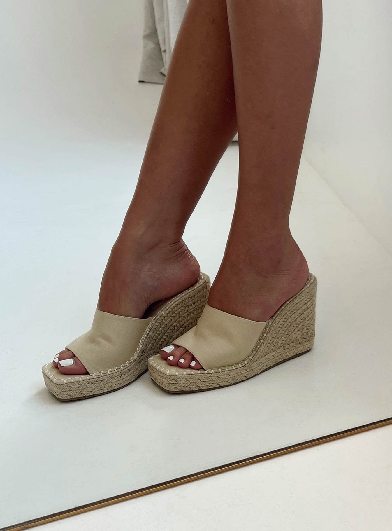 Bronte Wedged Heels Natural Canvas