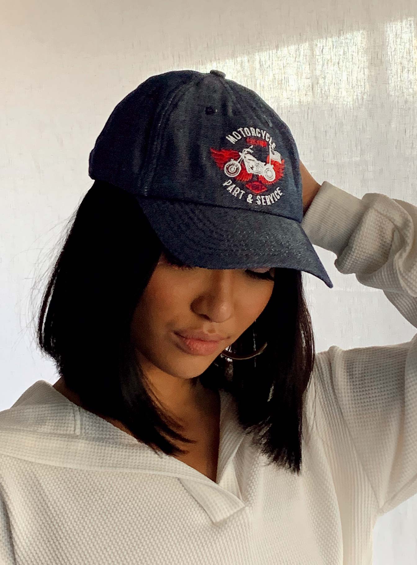 Oritz Motorcycle Dad Cap Dark Denim