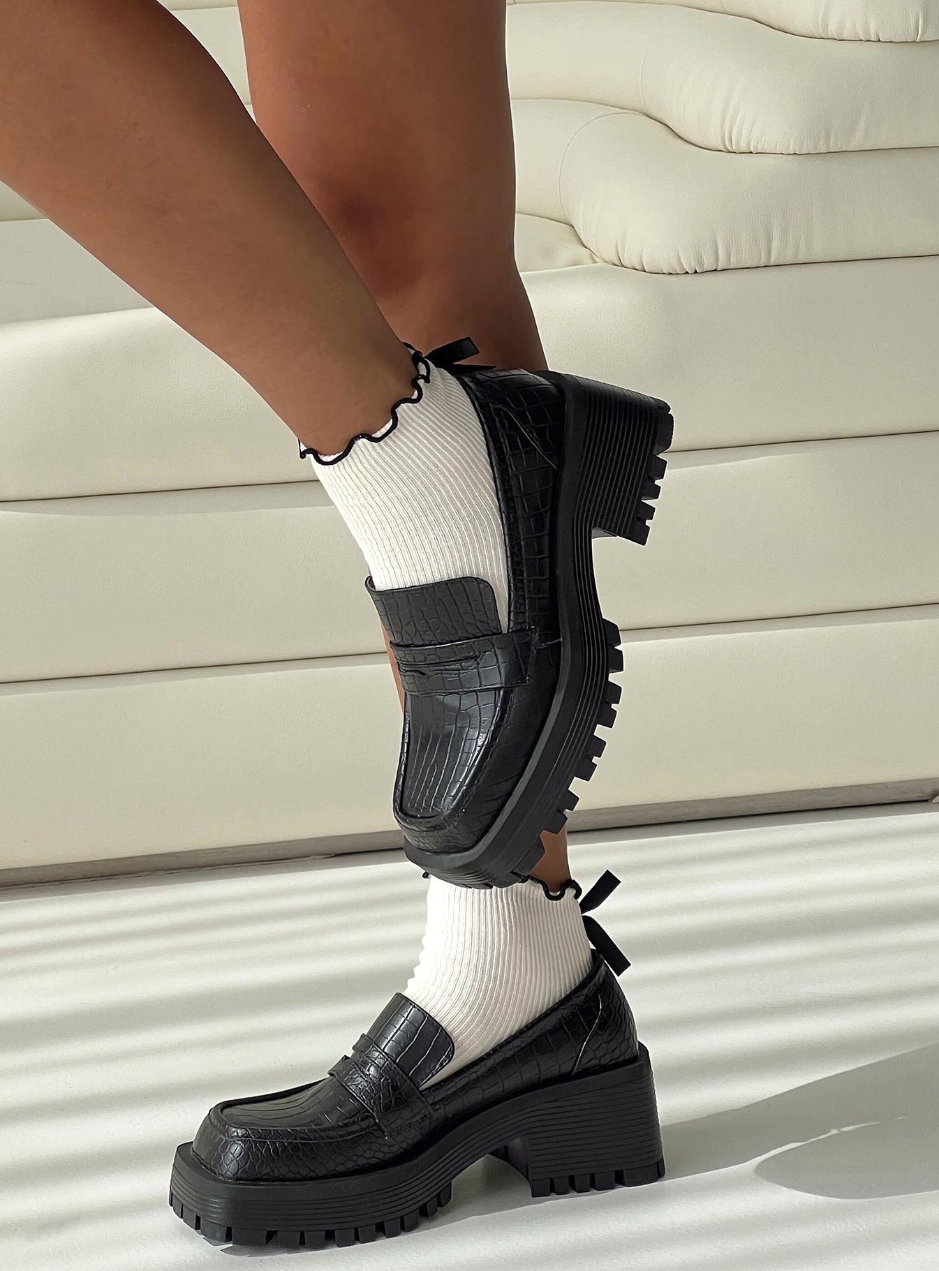 Reina Loafers Black Croc