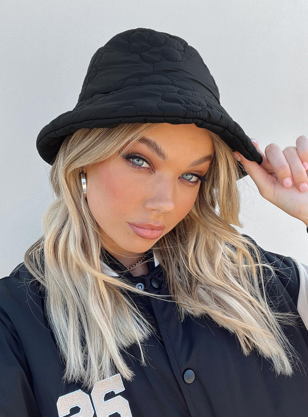 Reina Puffer Hat Black